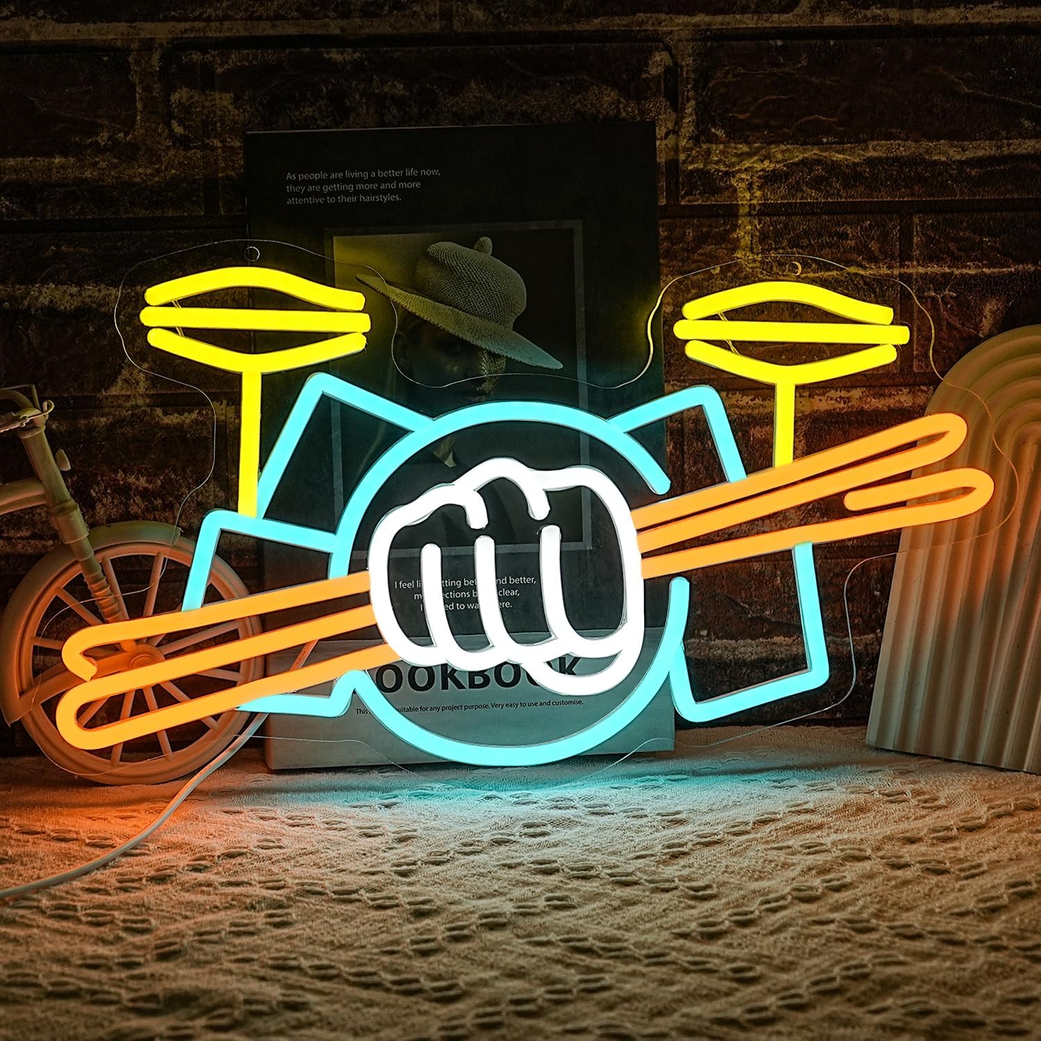 드럼 세트 네온사인 USB 전원 악기 LED 네온 조명 - Musical Instrument Of 리뷰 및 가격